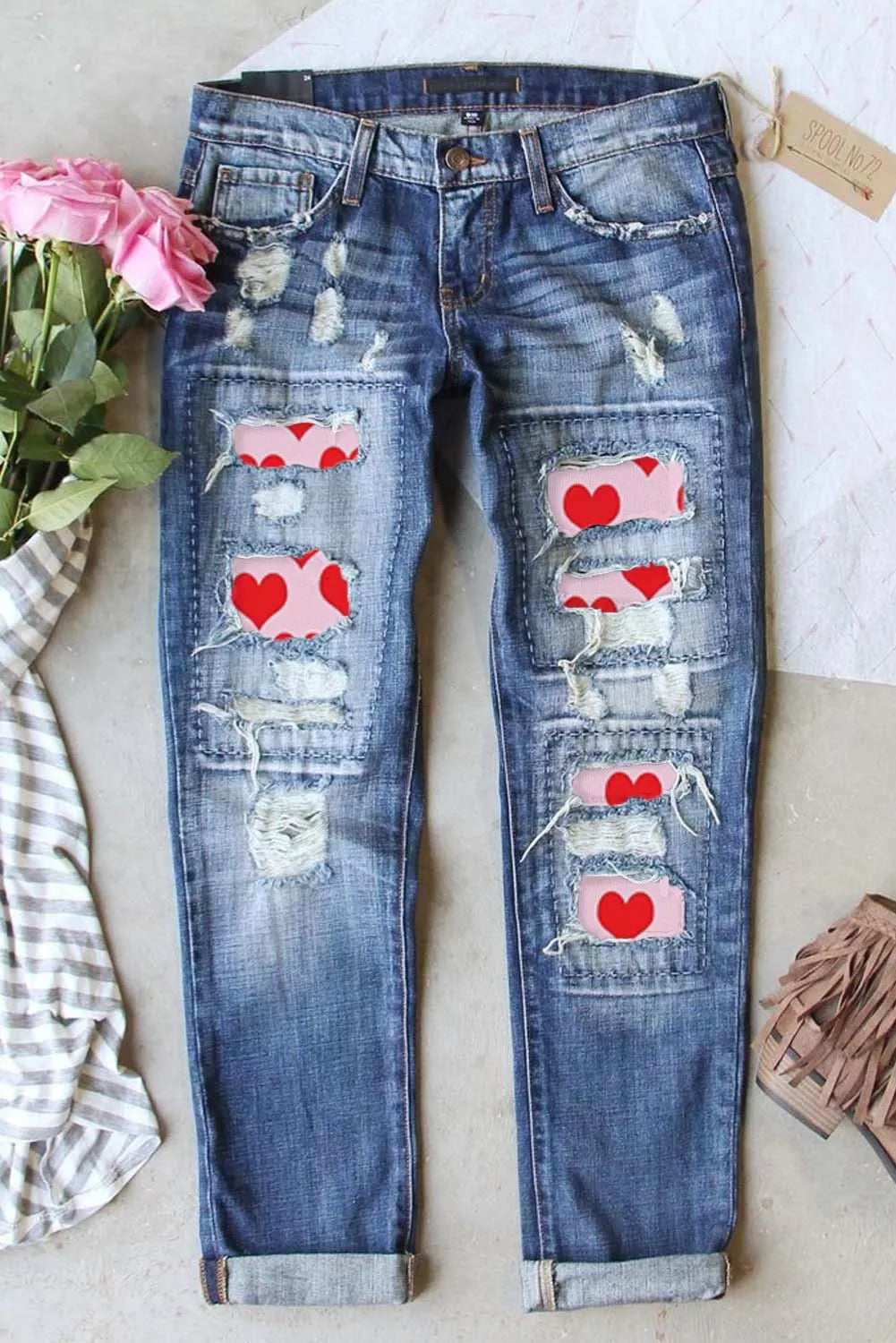 Valentine Patched Destressed Jeans